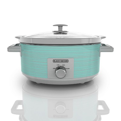 BLACK+DECKER 7-Quart Slow Cooker, SC2007D, Lid Holder, 3 Heat Settings, Extra Large Handles, Dishwasher Safe, Teal