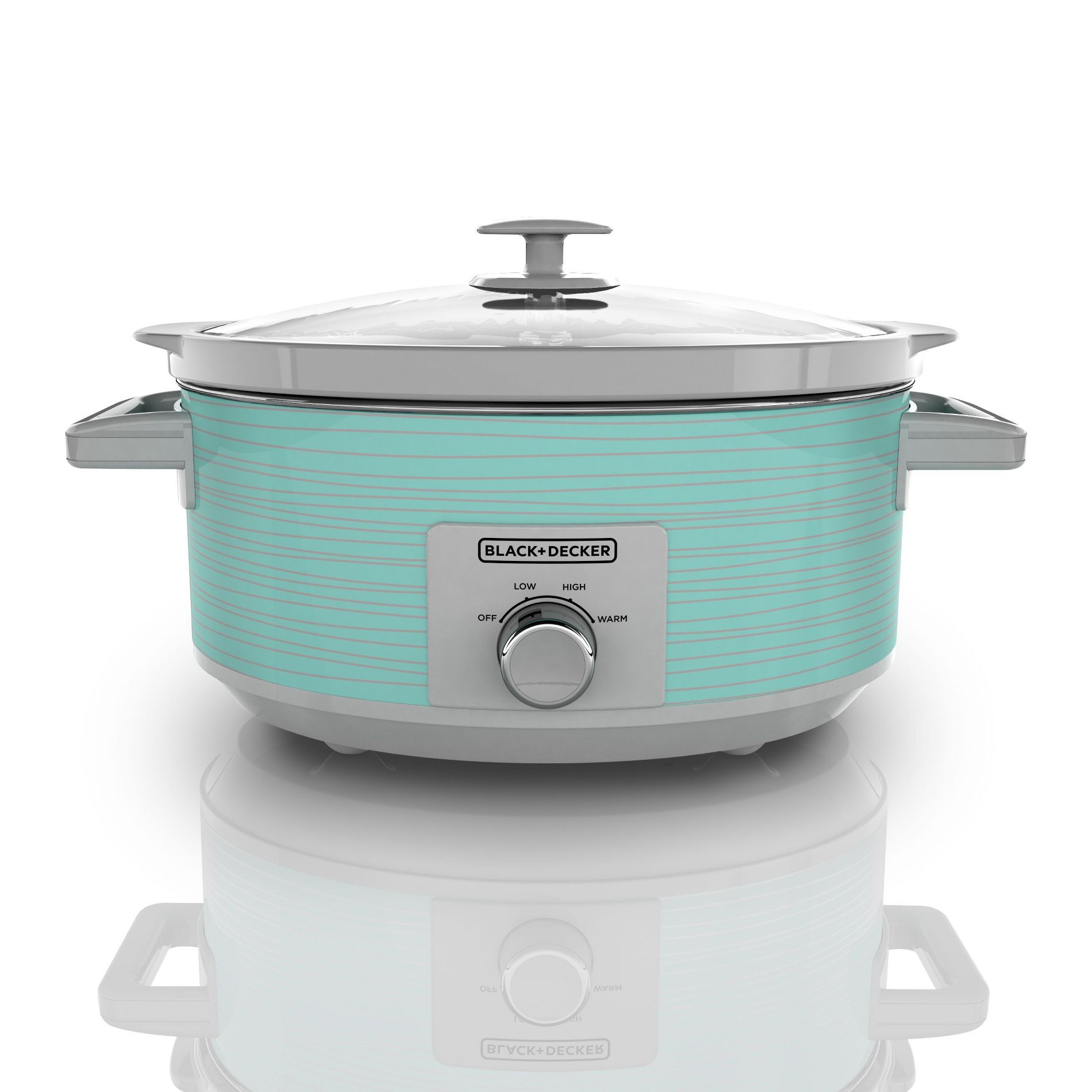 BLACK+DECKER 7-Quart Slow Cooker, SC2007D, Lid Holder, 3 Heat Settings, Extra Large Handles, Dishwasher Safe, Teal