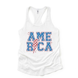 Simply Sage Market Women's America Varsity Lightning Bolt Racerback Tank - 1 of 3