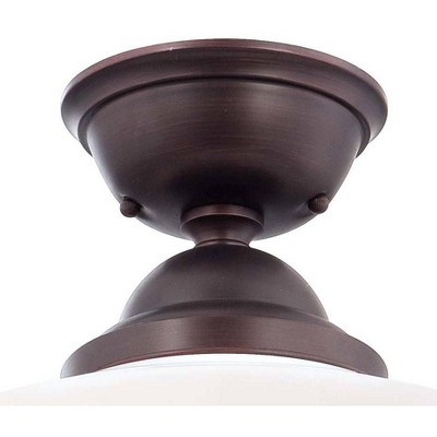 Brushed Bronze Opal Glass Semi-Flush Mount Light
