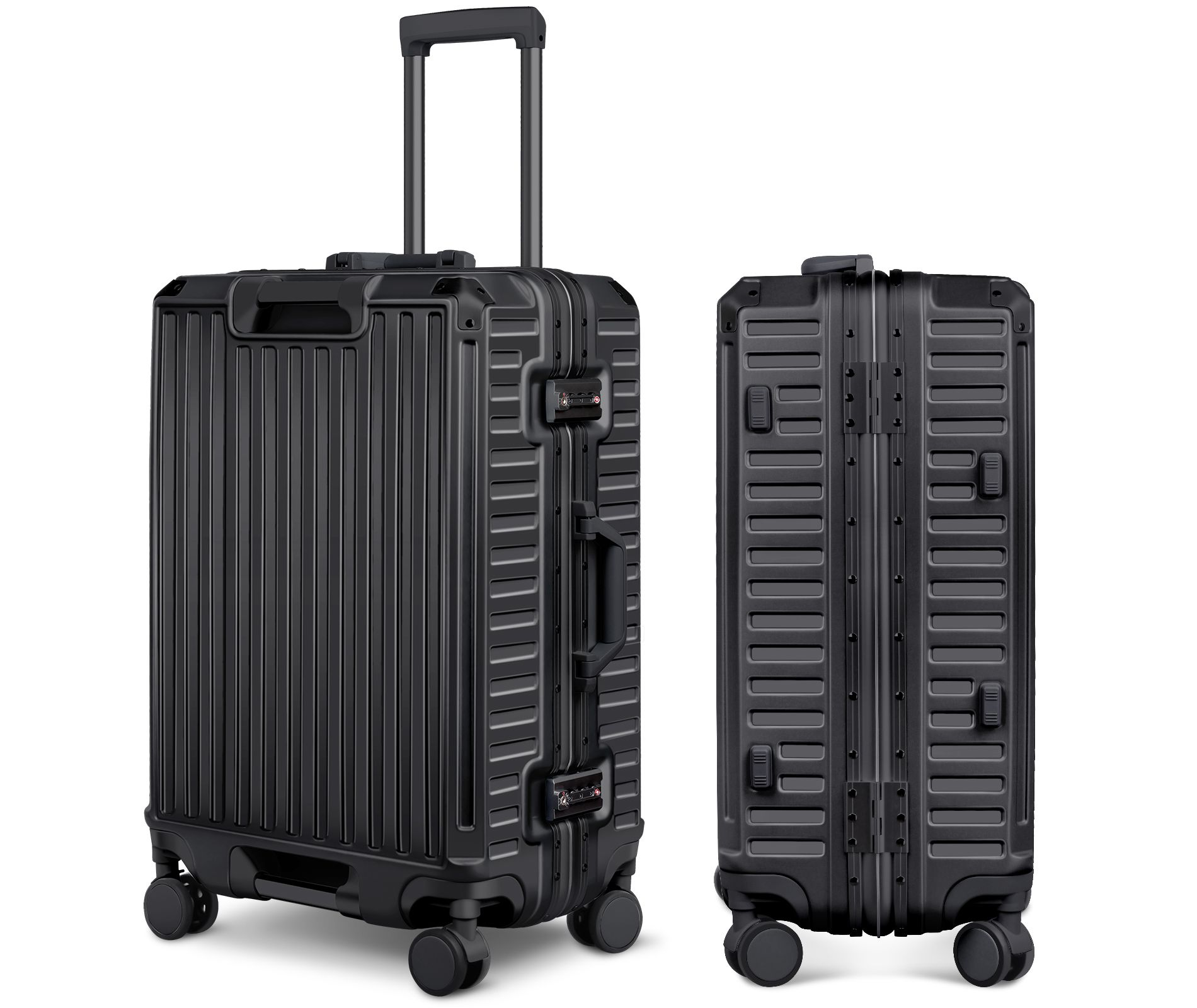 SUGIFT 24" Hardside Checked Luggage with Spinner Wheels, TSA Lock & Cup Holder, Lightweight Suitcase with Aluminum Frame, 60L Capacity
