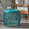 Maggift Patio End Table, Hollow Wrought Iron Patio Coffee Table, Decorative Side Table for Living Room, Patio, Yard, Blue, 19.75" * 19.75" * 17.75" - 4 of 4