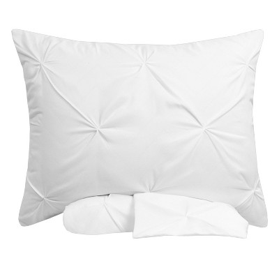 King White Microfiber Pintuck Duvet Cover Set