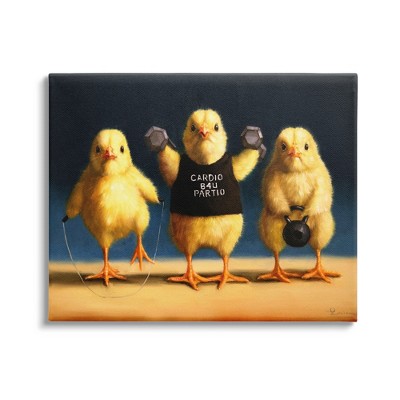 Stupell Industries Funny Exercise Workout Chicks Animals Gallery Wrapped Canvas Wall Art