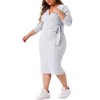 Agnes Orinda Women's Plus Size Elegant Back Slit V Neck Long Sleeve Wrap Sweater Midi Dresses - 2 of 4