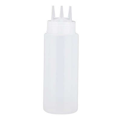Unique Bargains Home Kitchen PE Vinegar Ketchup 3 Hole Condiment Dispenser Squeeze Bottle