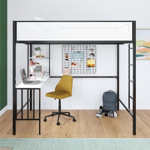 Full Size Loft Bed with Desk and Shelves for Bedroom - 1 of 4