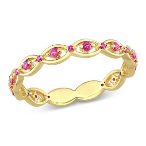 EVERLY JEWELRY |  Yellow Silver 1/3ct TGW Created Ruby Eternity Ring - 1 of 4