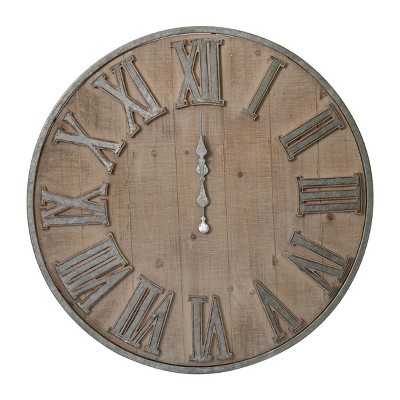 GlasFlength Wall Clocks Adelaide Elegant Simple Design Practical Farmhouse Mixed Material for Modern Living Spaces, Brown, 30"*1.6"*30"