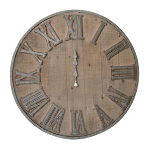 GlasFlength Wall Clocks Adelaide Elegant Simple Design Practical Farmhouse Mixed Material for Modern Living Spaces, Brown, 30"*1.6"*30" - 1 of 4