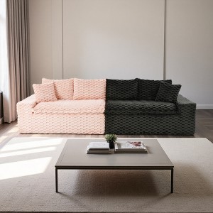 120" Color-Block Turtle Velvet Sofa with Ergonomic Backrests & High-Density Cushions - 1 of 4