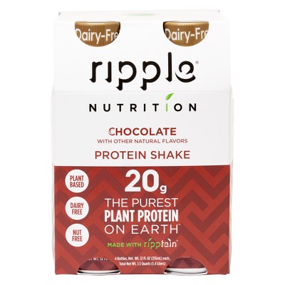 Ripple Vegan Protein Shakes - Chocolate - 4pk