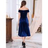 INSPIRE CHIC Women Off Shoulder Velvet High Waist Vintage A-Line Cocktail Evening Dress - 4 of 4