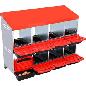 Hole Chicken Nesting Boxes with Lockable Lid - Metal Laying Box for Hens, Secure Egg Collection & Protection, Easy Access - 1 of 4