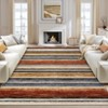 Modern Area Rug 6x9 Washable Striped Accent Carpet with Non-Slip Backing, Stain-Resistant Low Pile Indoor Mat, Foldable Contemporary Throw Rug - 2 of 4