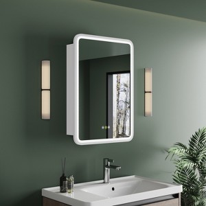 HBEZON Medicine Cabinet with Mirrors and Lights, Recess/Wall Mount Bathroom Cabinet, 3 Mode LED Lights, Anti-Fog, Dimmable, Memory Function - 1 of 4