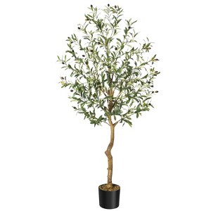 Jojoka Artificial Olive Tree, Tall Faux Potted Olive Plant with Realistic Fruits and Branches for Indoor Home Office Living Room Decor - 1 of 4