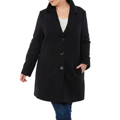 Alpine Swiss Alice Womens Plus Size Wool Overcoat Classic Notch Lapel Walking Coat BLK 1XL — фото 4