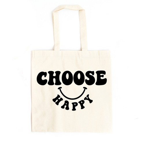 City Creek Prints Choose Happy Bold Smiley Face Canvas Tote Bag - 15x16 -  Natural : Target