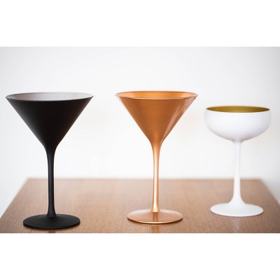 Set of 6 White and Gold Crystal Champagne Coupe Glasses