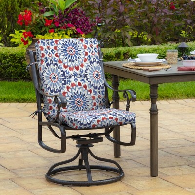 Clark Blue Floral Print Outdoor Midback Dining Chair Cushion