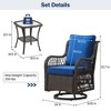3 Piece Patio Dining Table Set, Wicker Rocking Bistro Set with 2 Swivel Chairs & Tempered Glass Top Table, Rattan Outdoor Furniture - 3 of 4