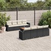 vidaXL Patio Sofa Set with Cushions Outdoor Furniture 9 Piece Poly Rattan - Black and Cream - 2 of 4