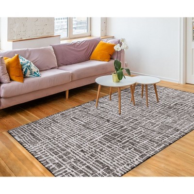 Handmade Charcoal Geometric Wool 5' x 7' Tufted Rug