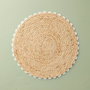 15" Braided Jute Charger Placemat with Crochet Trim - Hearth & Hand™ with Magnolia - 1 of 3