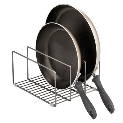 mDesign Large Metal Wire Cookware Organizer Rack with 5 Divided Slots - Chrome