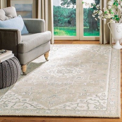 Handmade Gray Wool Tufted Rectangular Rug 5x8 Feet