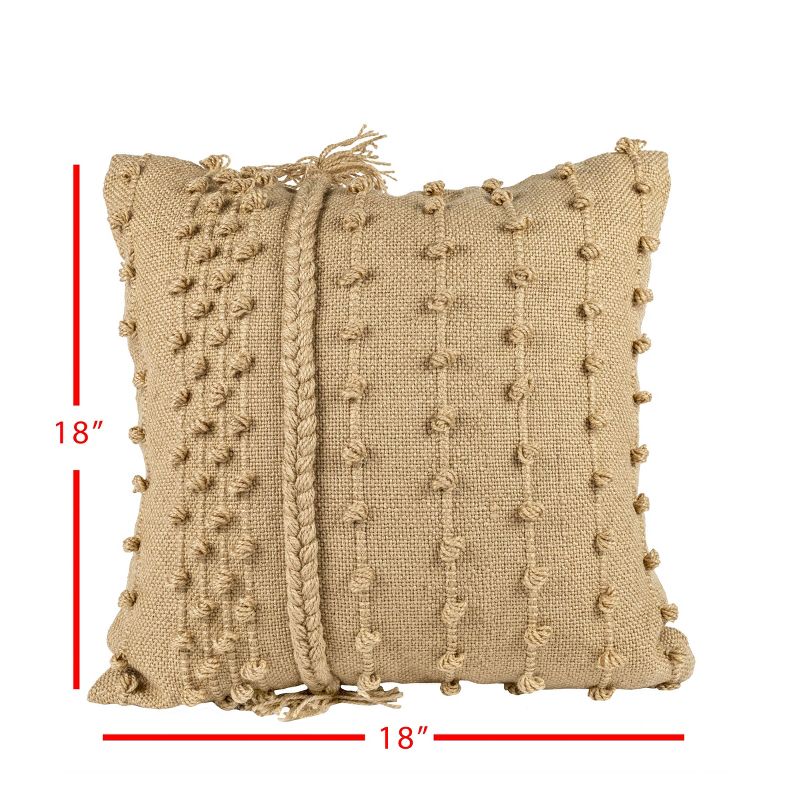 Tan Pulled Knot 18X18 Hand Woven Filled Outdoor Pillow - Foreside Home & Garden, 6 of 7