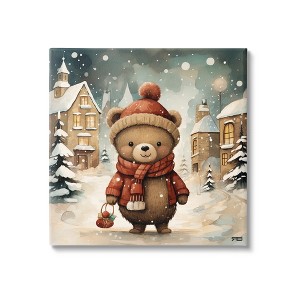 Stupell Industries Bear In Snowy Winter Village, 17'' X 17'' : Target