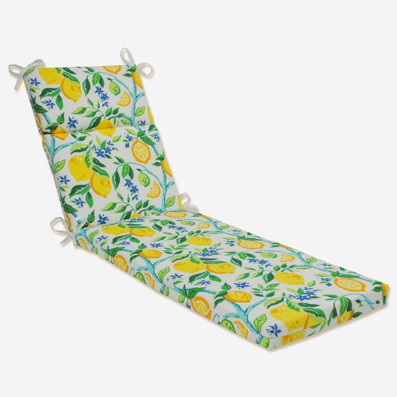 72.5&#34; x 21&#34; Outdoor/Indoor Lemon Tree Yellow Chaise Lounge Cushion - Pillow Perfect, 1 of 6