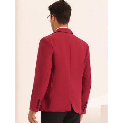 Мужские куртки INSPIRE CHIC Men's Singled Breasted One Button Business Sports Coats Burgundy Small — фото 3