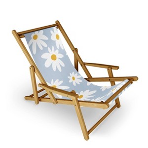 Lane and Lucia Lazy Daisies Folding Lounge Chair Blue - Deny Designs: UV & Water-Resistant, Hardwood Frame Outdoor Portable Lounger - 1 of 3