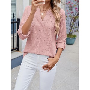 Women's 3/4 Sleeve T-Shirt Summer Casual V Neck Top - 1 of 4