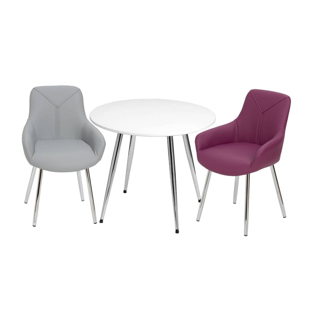 Photos - Other Furniture Kids' Table with 2 Modern Upholstered Chairs Gray/Purple - Gift Mark