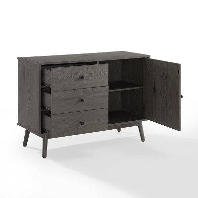Gray Wood Mid-Century Modern Media Console with Storage