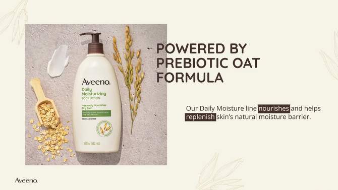 Aveeno Daily Moisturizing Lotion For Dry Skin with Soothing Oats and Rich Emollients, Fragrance Free, 2 of 12, play video