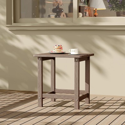 HDPE Square Outdoor Side Table,Weather Resistant & Easy Assembly Patio End Tables,Durable Small Patio Table for Beach,Pool,Garden, Balcony, Porch