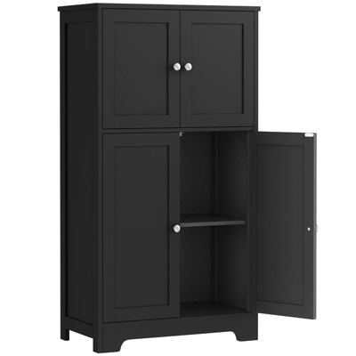 USIKEY Storage Cabinet, Bathroom Cabinet with 4 Doors & Adjustable Shelf, Cupboard, Bathroom Floor Cabinet for Living Room, Entryway, Home Office