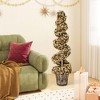 Costway 4 FT Artificial Topiary Spiral Tree Set of 2 with Vintage Plastic Nursery Pot - 4 of 4