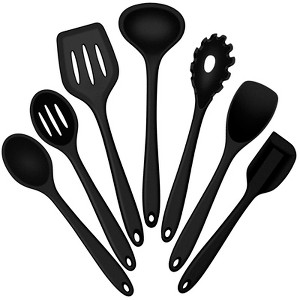 Itopfox 7-Piece Silicone Cooking Utensils Set, Heat Resistant Kitchen Tools with Spatula, Ladle, Spoon & Pasta Server for Non-Stick Cookware - 1 of 4