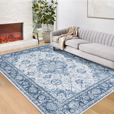 Jojoka Boho Floral Area Rug – Vintage Traditional Carpet For Living Room, Dining Room, Bedroom – Non-Slip Washable