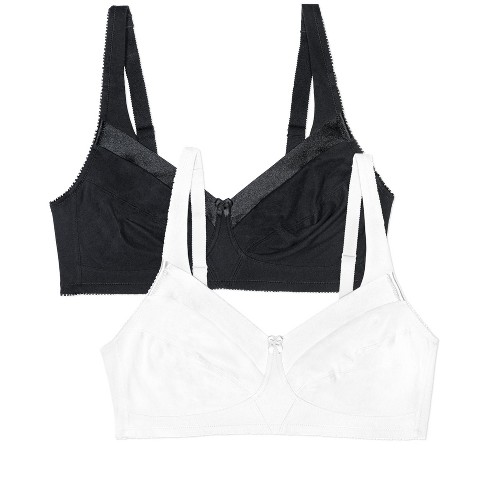 Fruit Of The Loom Women's Wirefree Cotton Bralette 2-pack Black Hue/sand  42d : Target