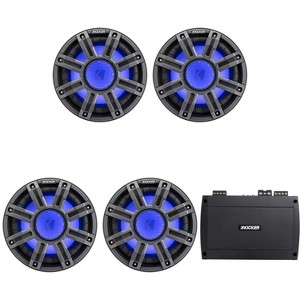 Kicker (4) 51MWF104 - MWF 10-Inch Premium Marine Subwoofer (free-air) 4-ohm & 48KXMA8004 Marine Amp Bundle - 1 of 4