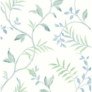 NextWall Sea Glass Watercolor Leaf Trail Peel and Stick Wallpaper - 1 of 4