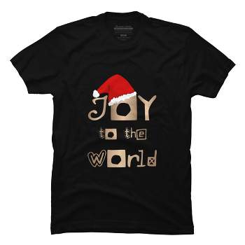 Men's Design By Humans Christmas Design - Joy to the World in Gold Design and Red By SimplyDesign T-Shirt