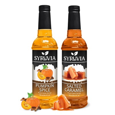 Syruvia Variety Pack - Pumpkin Spice & Salted Caramel Syrup 25.4 Fl oz (2-Pack)